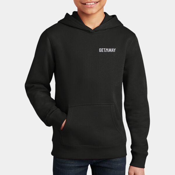 Getaway Embroidered in White - Youth V.I.T.  Fleece Hoodie Thumbnail